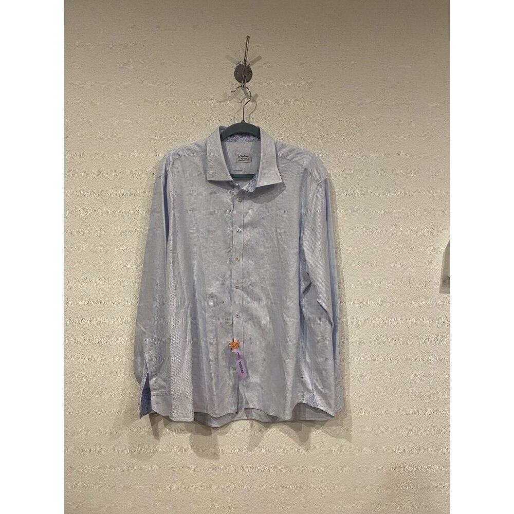 Stenströms Shirt Mens 18 46 Blue Herringbone Fitted Twofold Super Cotton Dress